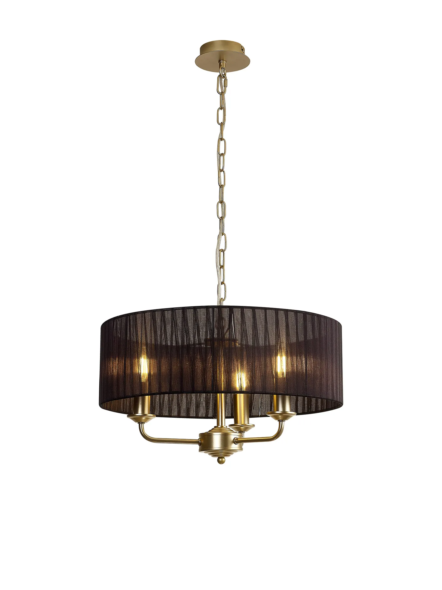 DK0961  Banyan 45cm 3 Light Pendant Champagne Gold, Black